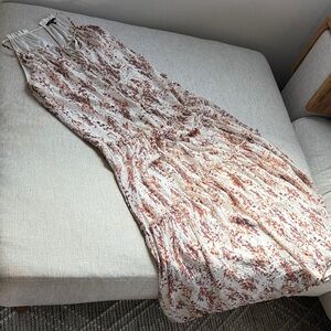DREW White and Brown Floral Maxi Dress